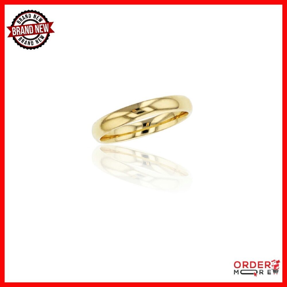 Solid Gold Wedding Band 3mm Polished Plain Size 4-12